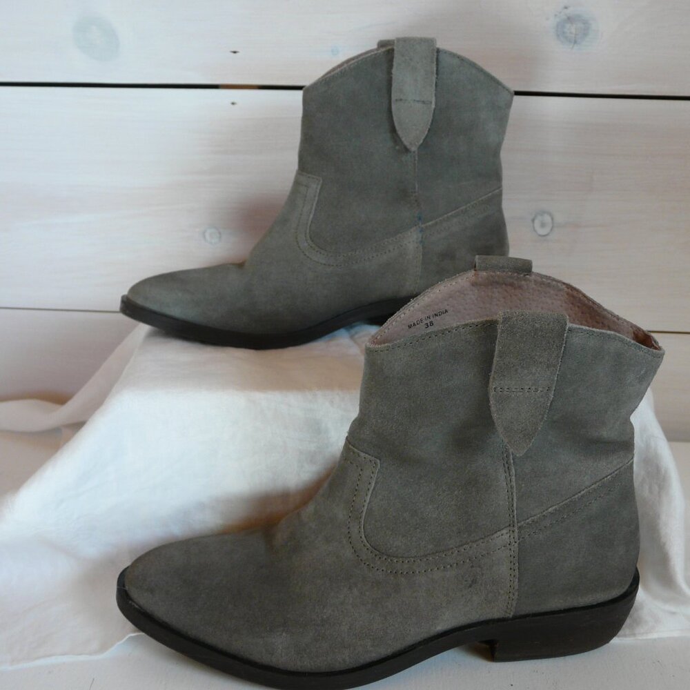 FAT FACE LADIES Pull On SUEDE LEATHER ZIP ANKLE SHORT BOOTS 7.5 EU 38